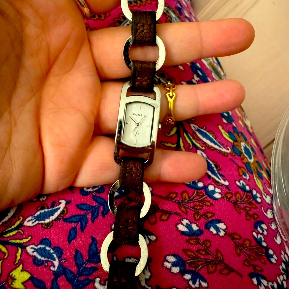 Women’s Brown leather and silver Fossil watch